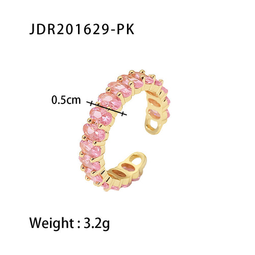 Colorful Copper CZ Oval Rings