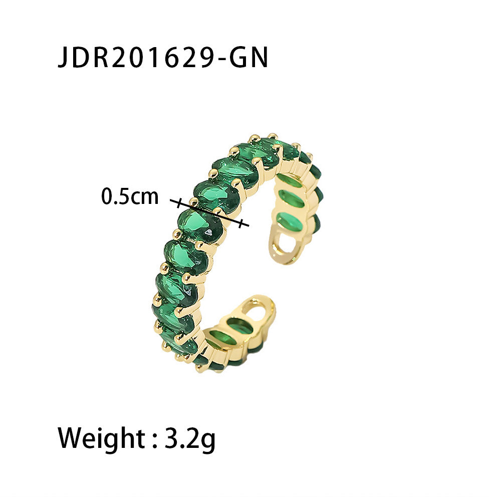 Colorful Copper CZ Oval Rings