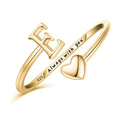 Ritach Initial Rings for WomenSterling Silver Plated Trendy Heart Stackable Rings 14K Gold Adjustable Letter Rings