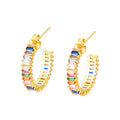 Half-Moon Colorful Zirconia Copper Earrings