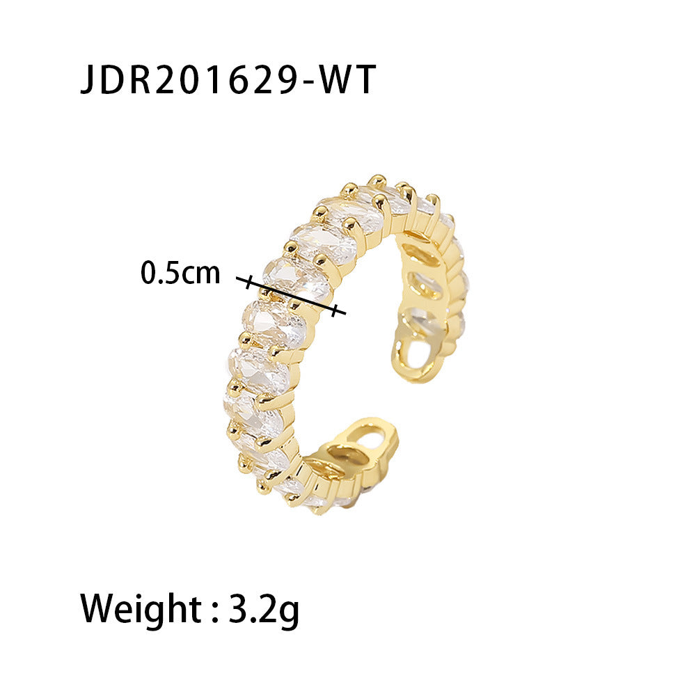 Colorful Copper CZ Oval Rings