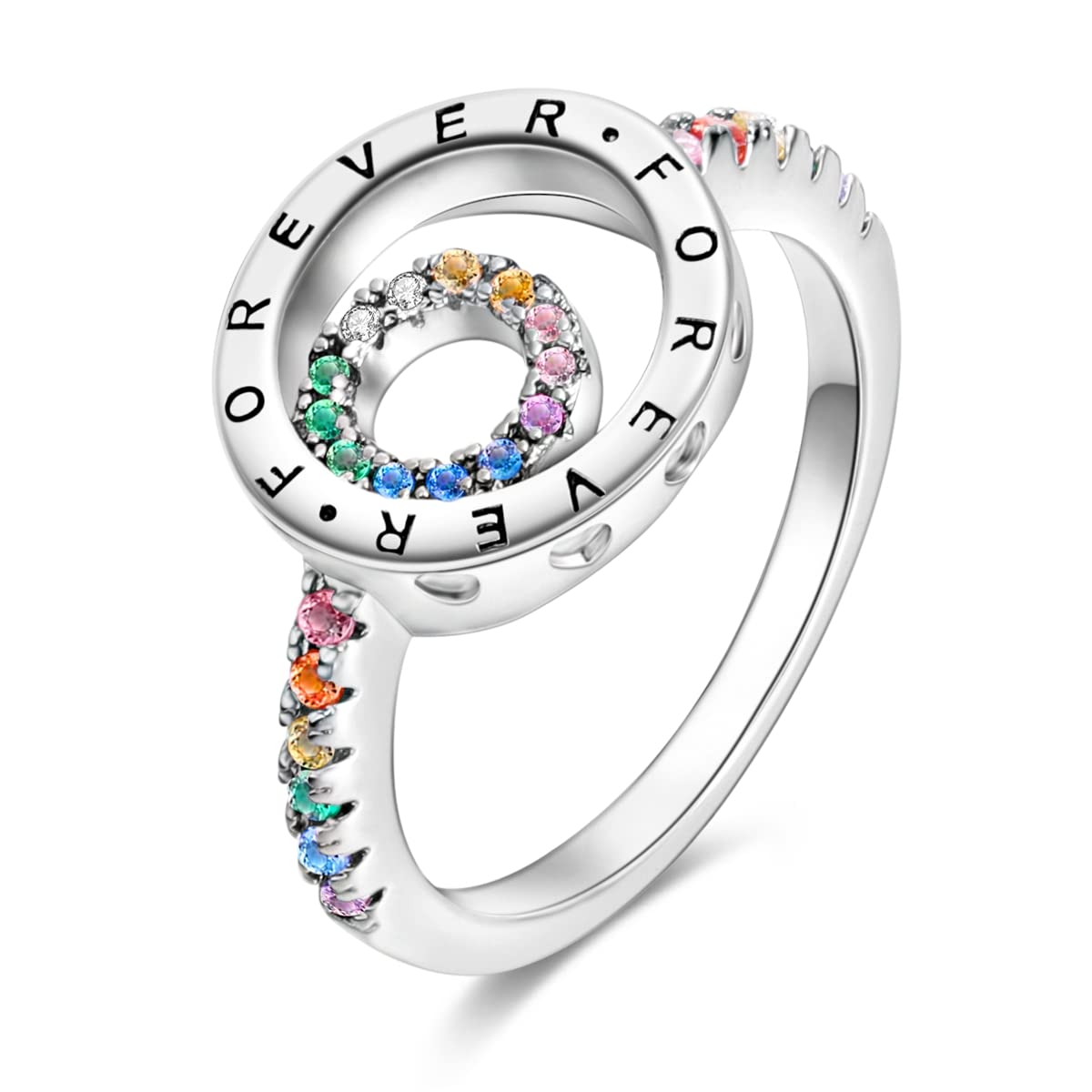 Andora 925 Sterling Silver Women Rings Cubic Zirconia Eternity Promise Statement Stackable Vintage Rings Statement Rings for Women Size 6-9
