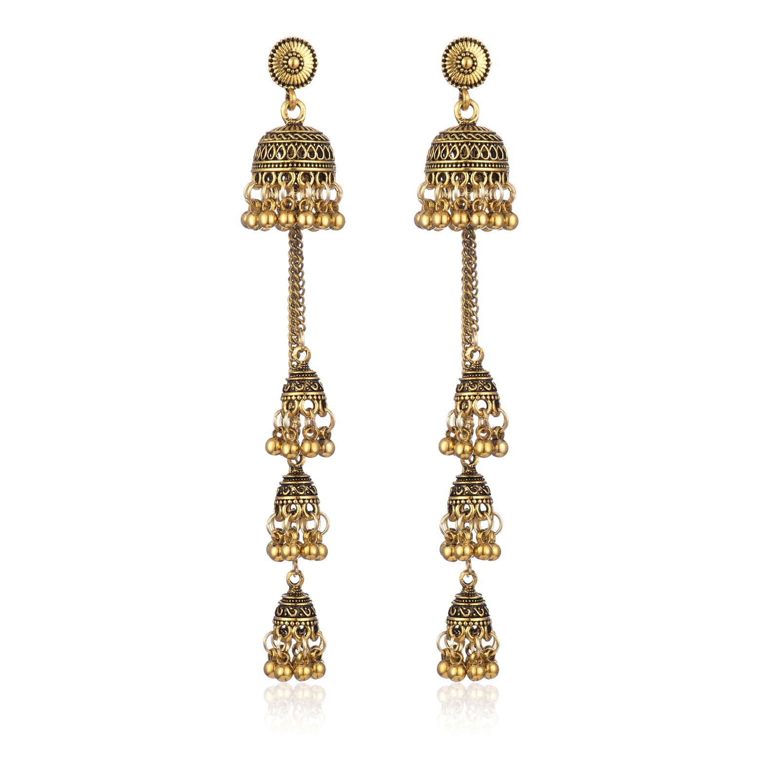 Jhumkas Indian Earrings for Women Jhumkas Jhumki Tassel Earrings Ethnic Dangle Earrings Beaded Bell Earrings Indian Jewelry for Women